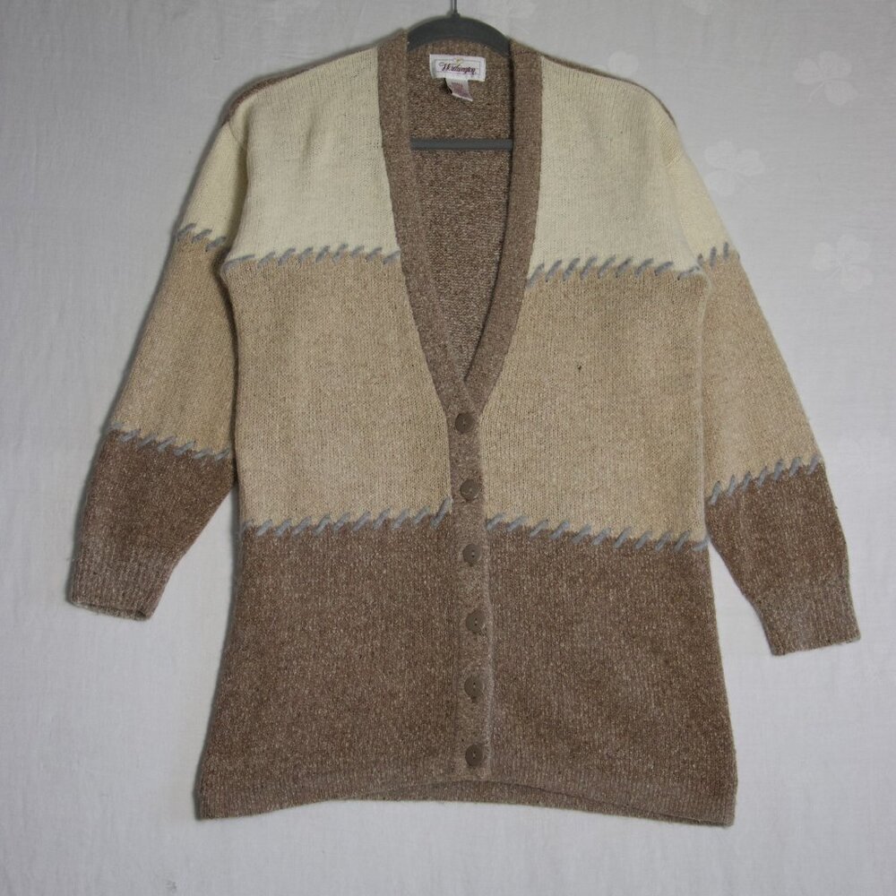 Vintage Worthington Silk/ Rabbit Hair/Wool Blend Colorblock Cardigan Size S